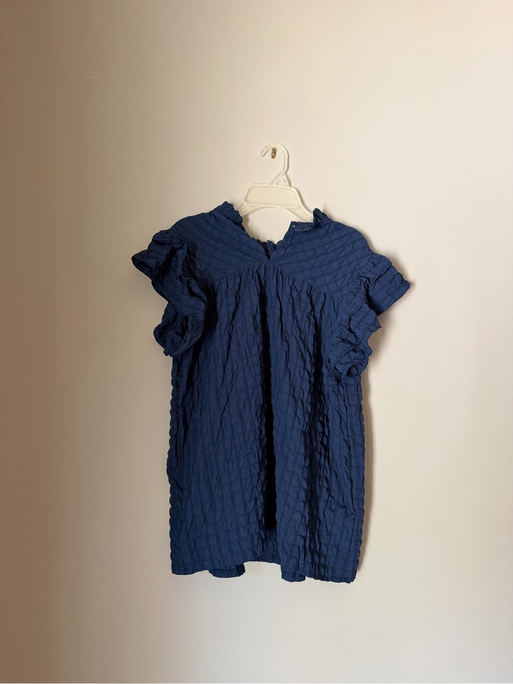 Simply Southern Navy Textured Ruffle Sleeve Tunic - Picture 2 of 2